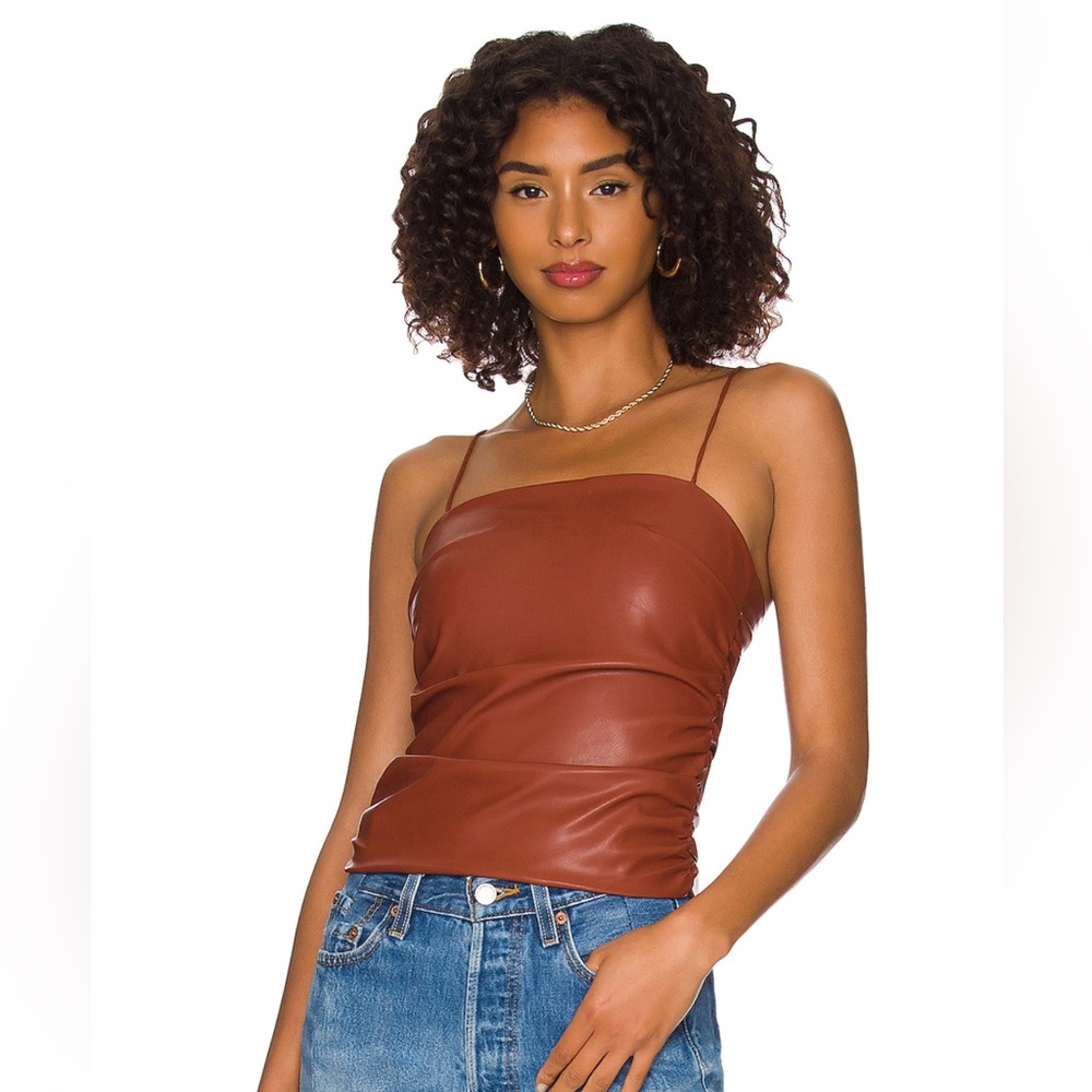Dark tan faux leather top